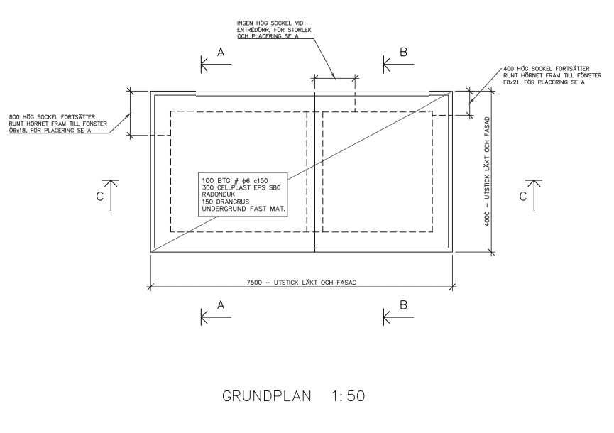 K-ritning för villagrund
