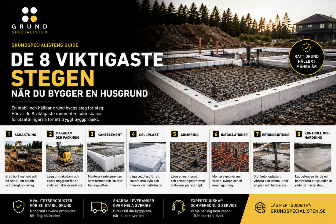 De 8 viktigaste stegen när du bygger en husgrund
